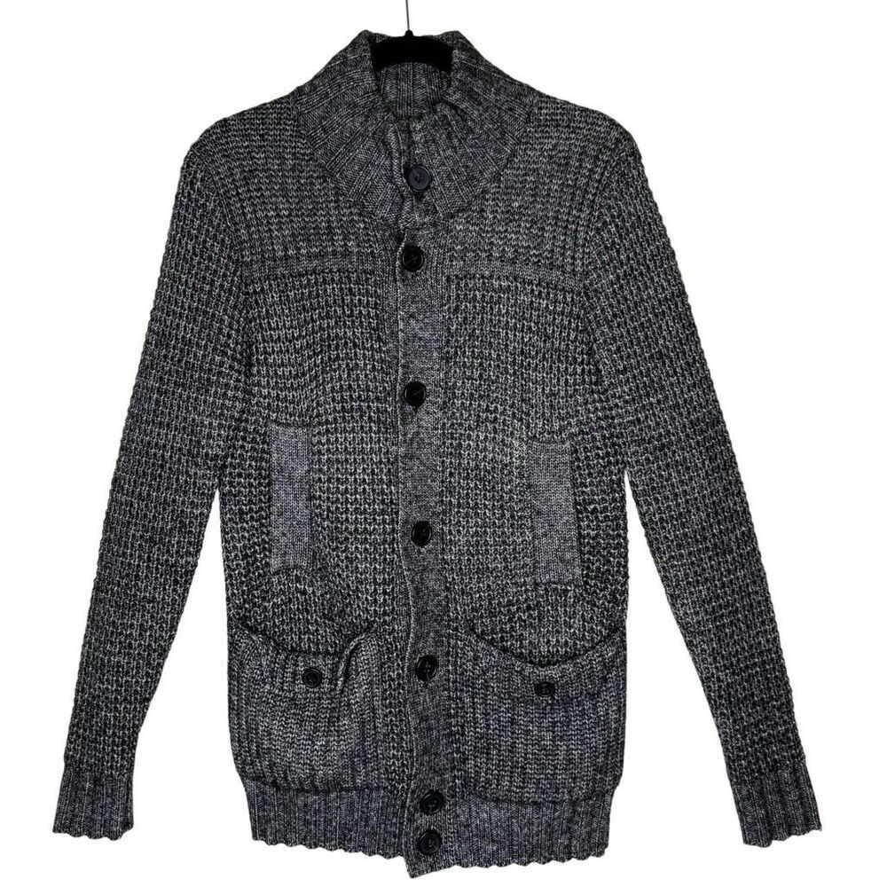 Antony Morato Men’s Cardigan Sweater Charcoal Gray High Neck Cotton/Wool Sz M
